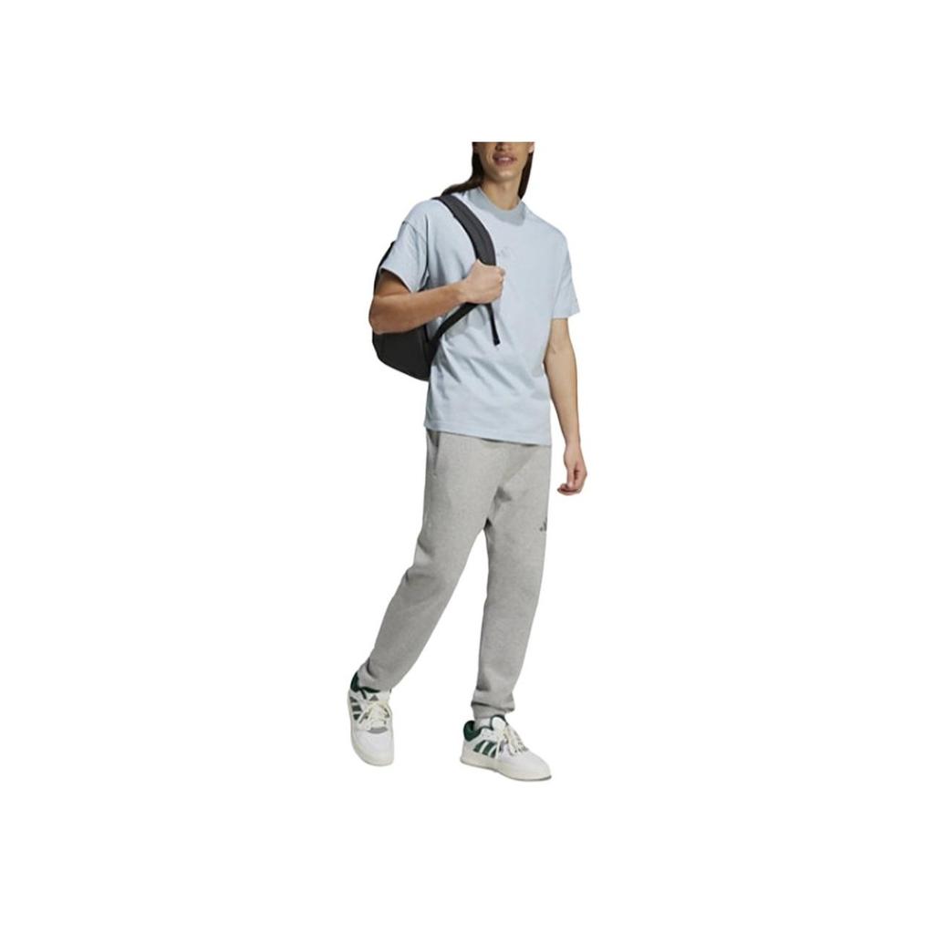Adidas Simple Round Neck Breathable T-Shirt With Small Logo Men Tops Blue IY4142