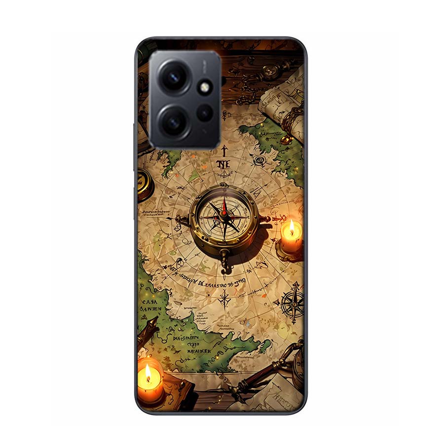 Compass Map Voyage Phone Case For Redmi 12 13C 12C 15C 9 10 10C Note 13 Pro Plus 14 15 Pro 9T 9C 9A TPU Soft Cover Clear Cell Ca