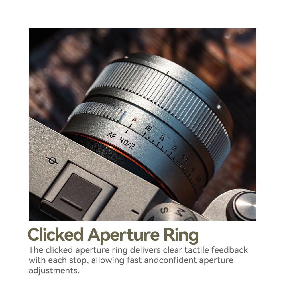 TTARTISAN AF 40mm F2 Compatible Autofocus Eye AF Ideal for Still Life and Environmental Silver Full-Frame Lens, Compact, Lightweight, Compatible,