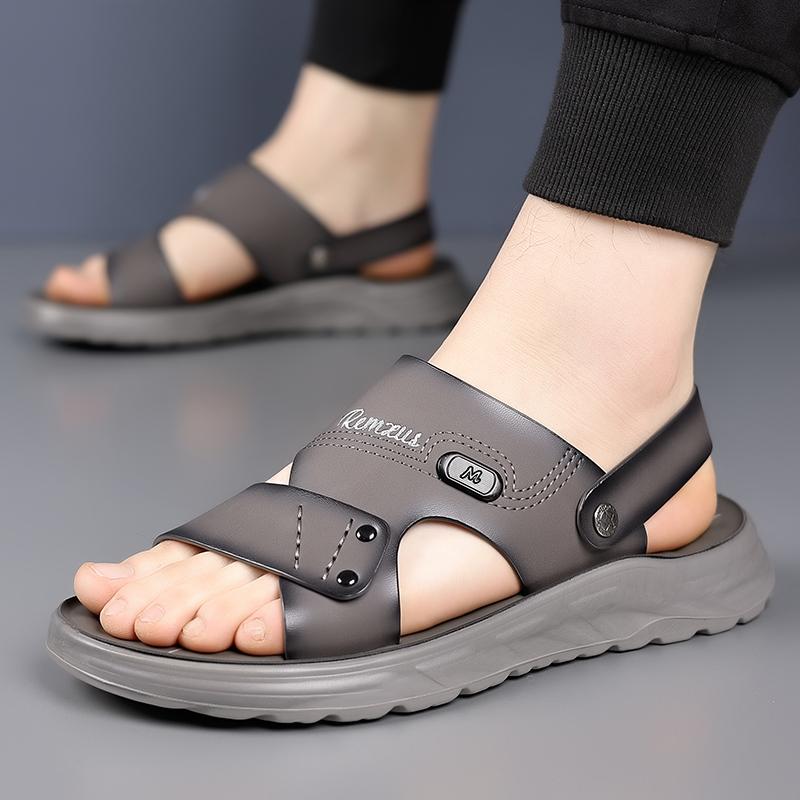 Summer Sandals Men's Outdoor Flats Casual Sport Leather Non-slip Breathable Sandals Outdoor Sandals Beach Garden Shoes