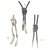 Elegant Black Bolo Tie with Horse Head Pendant Cowboy Necktie Western Tie