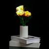 LED Light Source LED Chinese Rose Table Lamp Battery Operated 3 Head Design Chinese Rose Shaped Desk Light