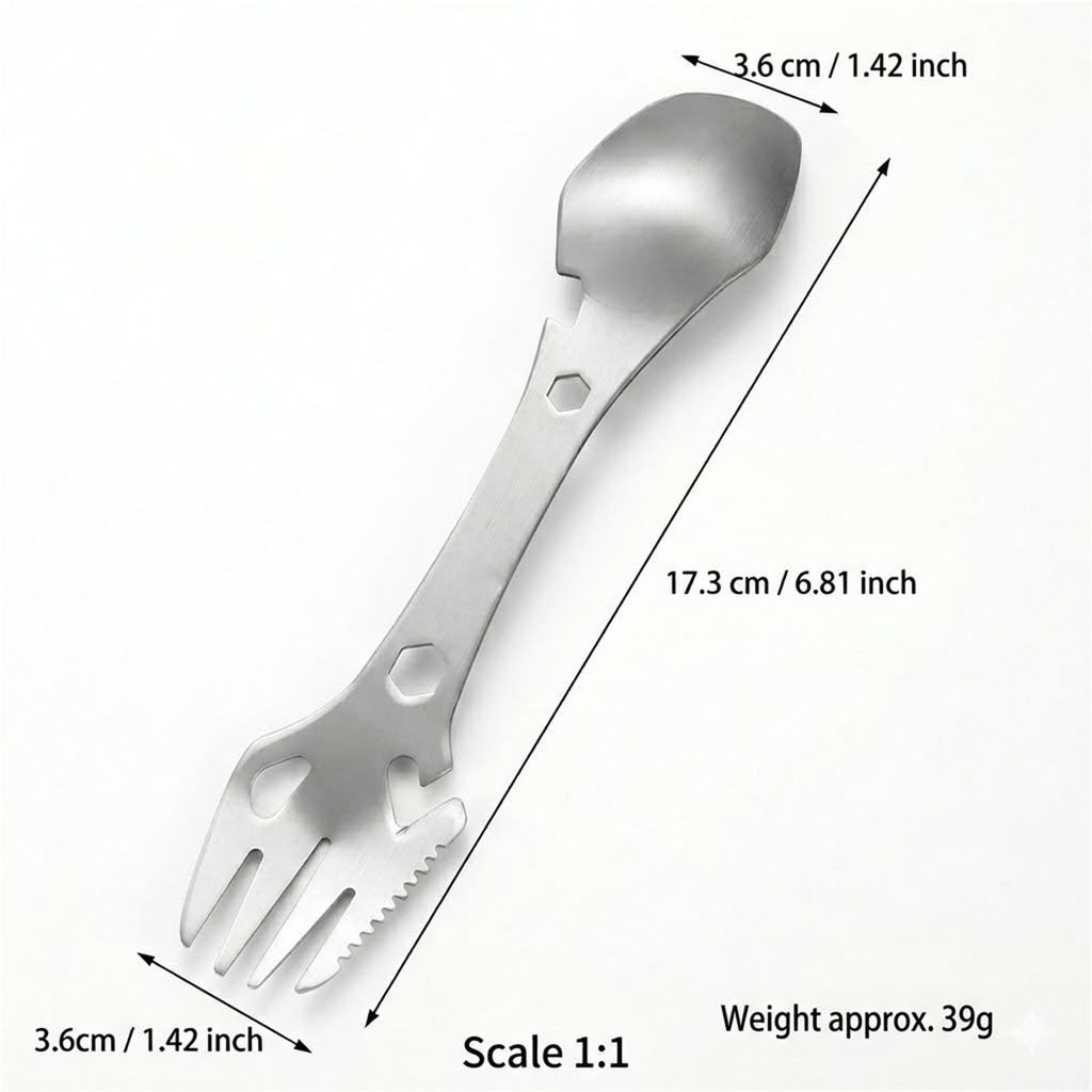 Portable Outdoor Utensil Stainless Steel 304 Fork Spoon Bottle Opener All in One For Camping Hiking Picnic Tableware