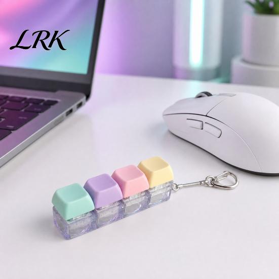 Sensory Keyboard Toy 2/3/4/9-Keys Fidget Toy, Stress Relief Push Button Finger LED Light-up Keychain Clicker Mechanical