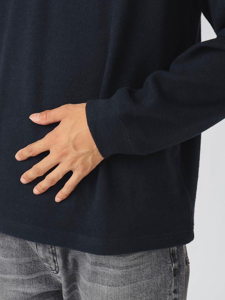 Beams Heart Men's Sakariba Faux Layered Henley Neck Long Sleeve T-Shirt, Navy, Size XL