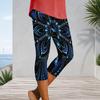 Womens Plus Size High Waist Capri Length Leggings Abstract Vertical Gradient Print Soft Stretchy Casual Workout Cropped Pants