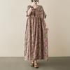 DIMANAF 2024 Plus Size Summer New Long Dress Beach Women O-Neck Floral Print Holiday Fashion Casual Loose Lady Dresses 675