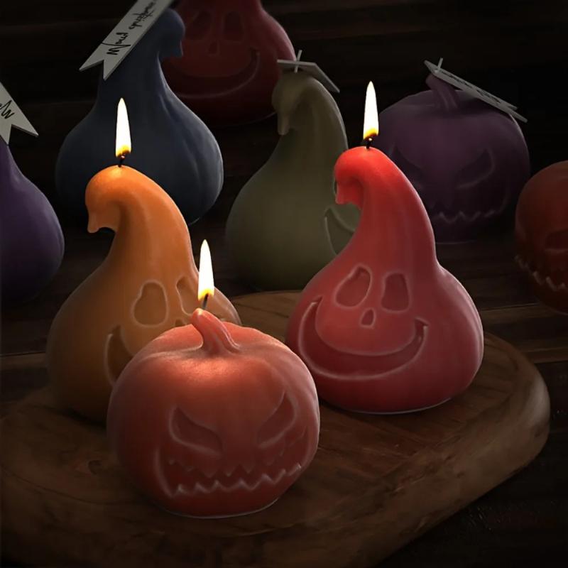Angry Smile Pumpkin Candle Silicone Mould 1-2pcs DIY Scented Candles Kits Plant Resin Molds Thanksgiving Day Gypsum Decor Gifts