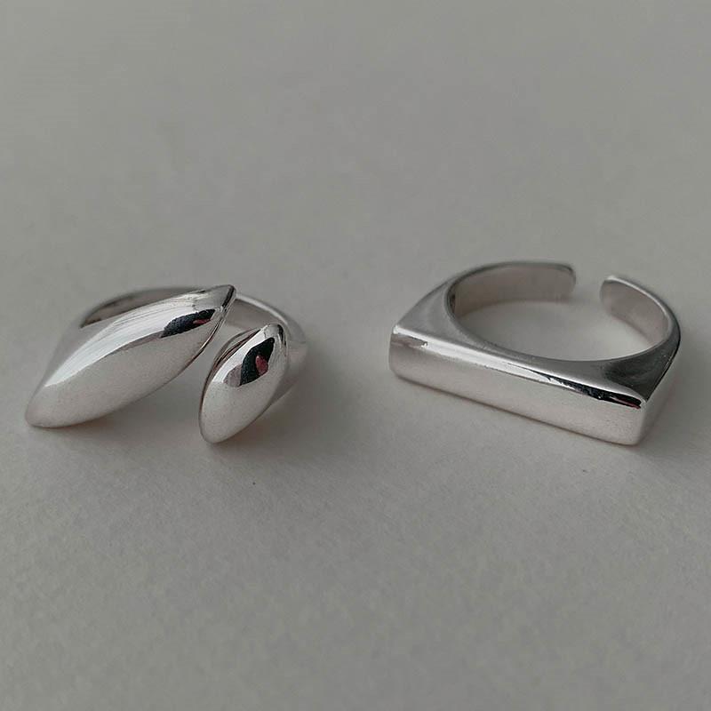 XINYI Silver colour Ring For Women Flat Simple Finger Open Vintage Handmade Ring Allergy For Party Birthday Gift