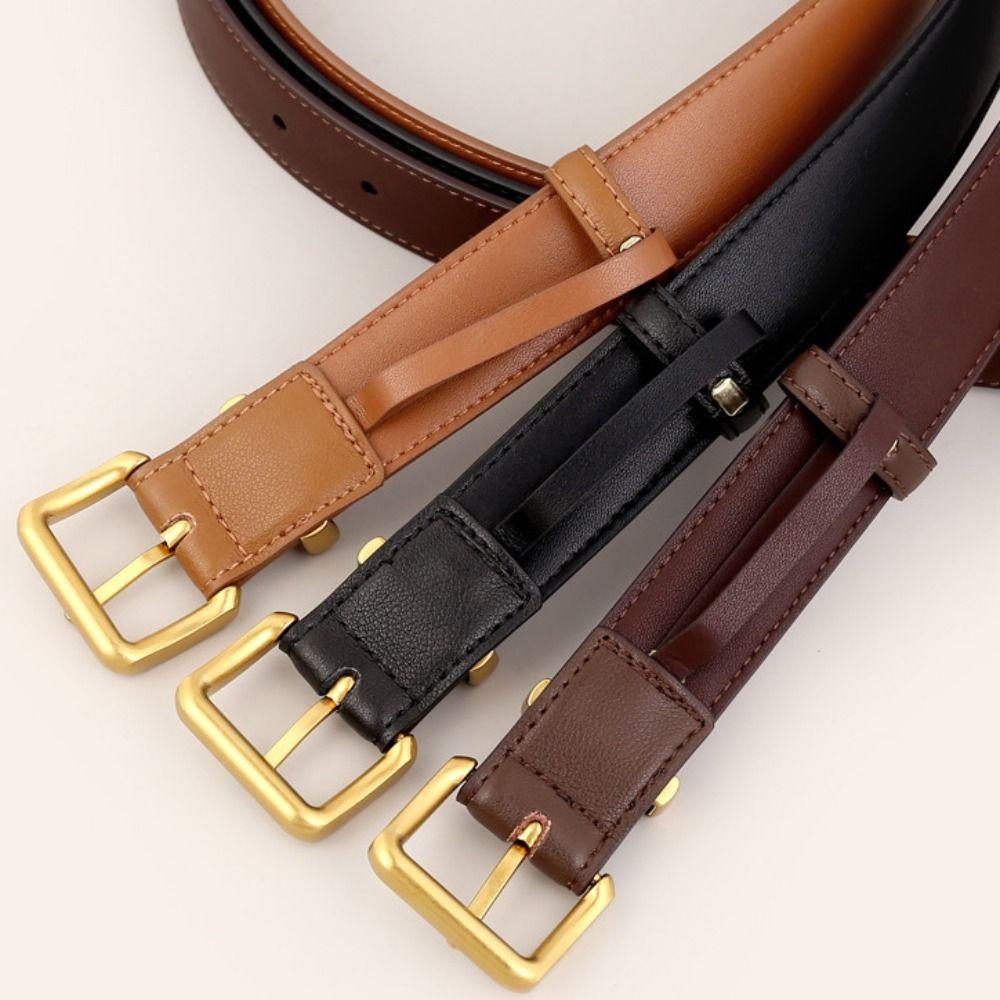Solid Color Leather Belt Fashion Waistband Belt Adjustable Decorative Belt Personalized