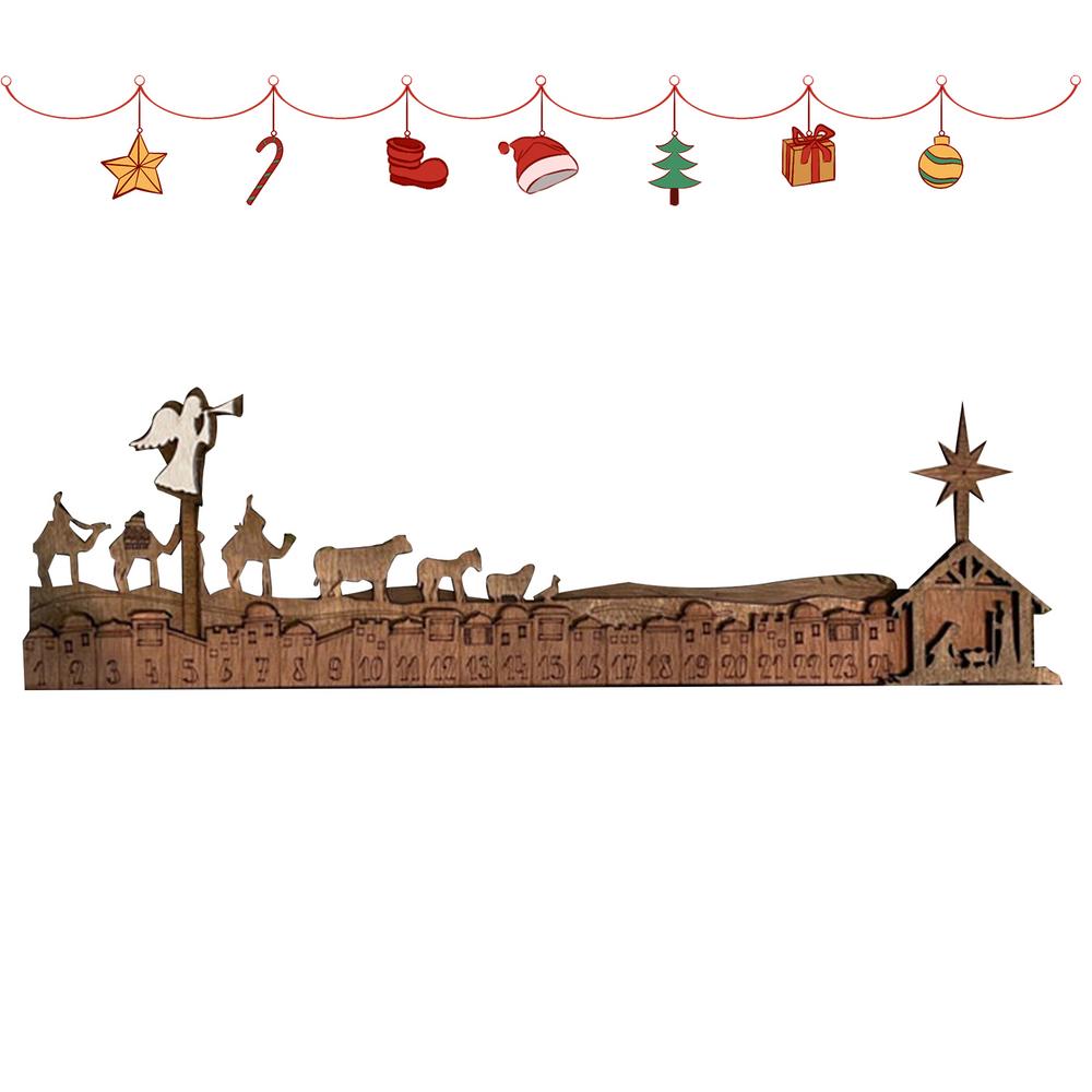 

Рождественский календарь обратного отсчета, набор деревянных настольных украшений, многофункциональные настольные декоры обратного отсчета для камина OTHER