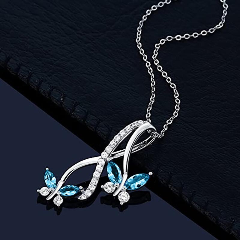 High-End Double-Stay Double-Fly Butterfly Necklace, Curved And Twisted Micro-Inlaid Pendant, Contrasting Color Versatile Necklace