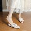 French retro wedge slippers women's summer new camellia woven hollow heightening sandals Xiaohongshu explosion