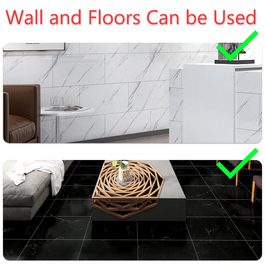 10pcs 30*30cm PVC Imitation Marble Floor Stickers Self-adhesive Wall Stickers Waterproof Bathroom Living Room Moden Decor Decals