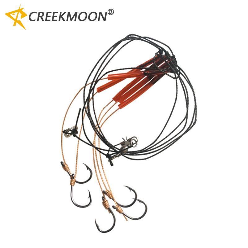 1 Bag String Fishing Hooks with 5 Small High Carbon Steel Single Hooks 3#-13# Steel Rigs Swivel Fishhooks Lure Baits Tackle