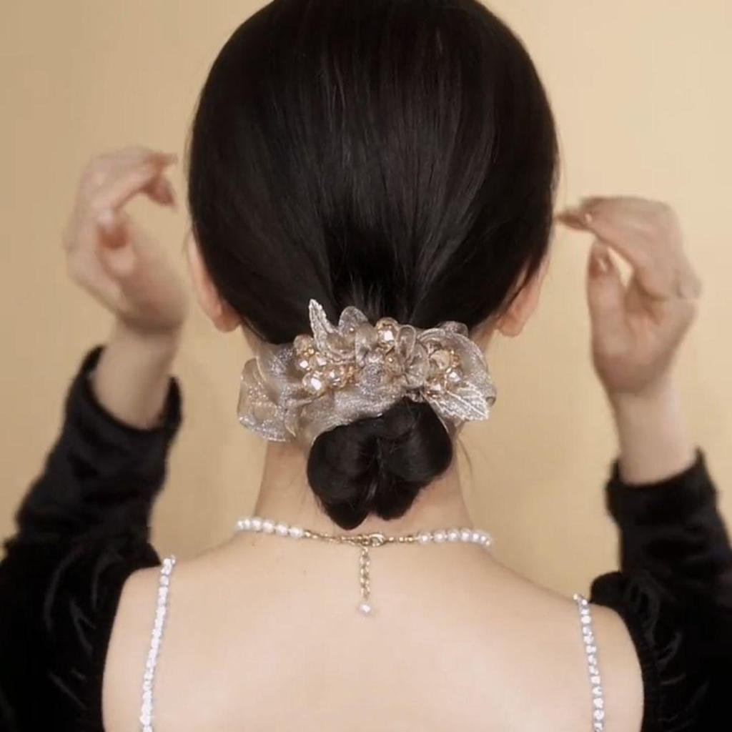 2025 Luxe Floral Hair Tie & Headband - Women's Elegant Ponytail & Updo Accessory