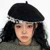 Lace Bows Cabbie Hat for Women Hat Dark Lace Vintage Cabbie Caps Unisex Headwear Autumn Winter Hat for Daily Wear
