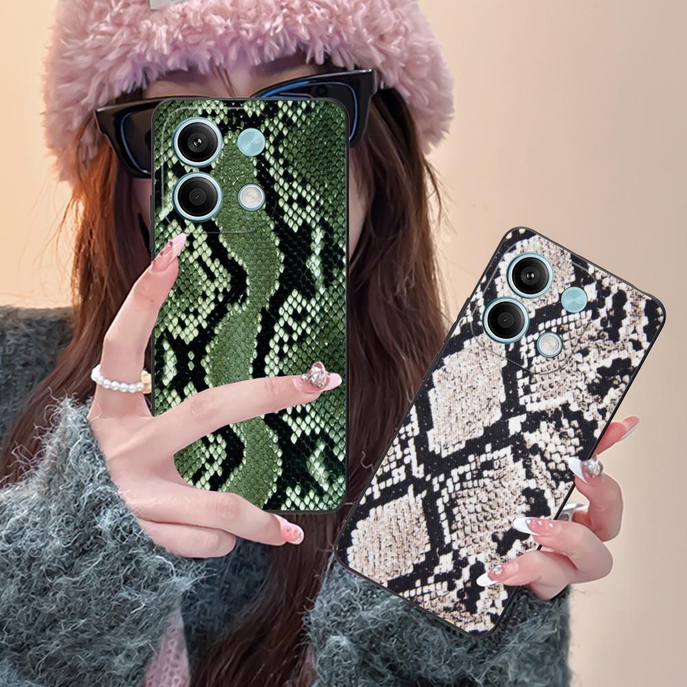 Luxury Snake Skin Texture Phone Case for Xiaomi Redmi Note 14 13 12 11 S Pro Plus 4G 5G Colorful Printing Cover Cover Cellphones