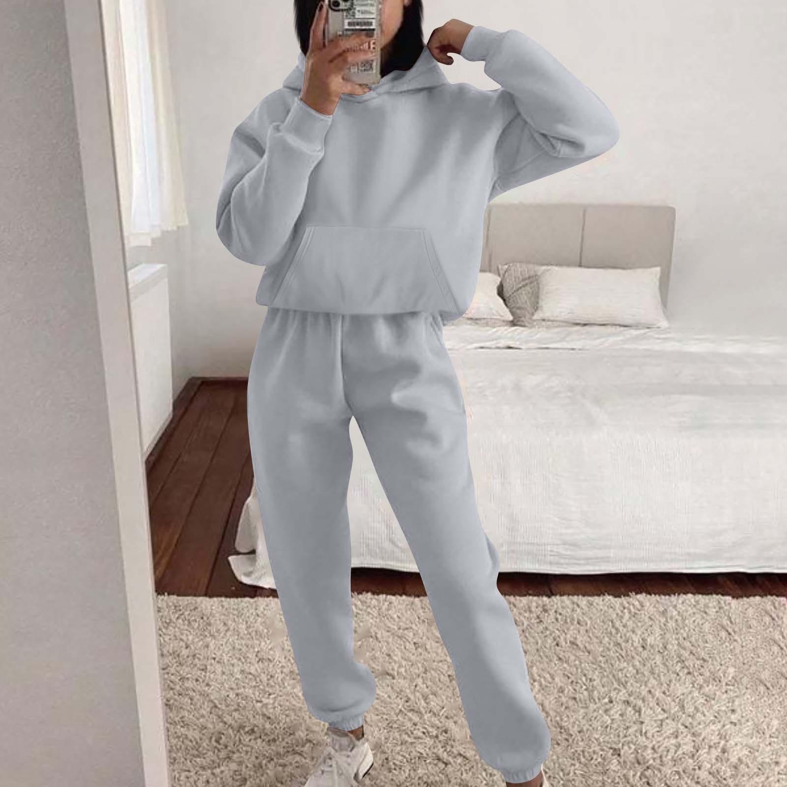 

Summer Women s Solid Color Long Sleeve Hooded Top Casual Stretch Pocket Trousers Sports Workout Style Loose Soft Two-piece Set XXXL