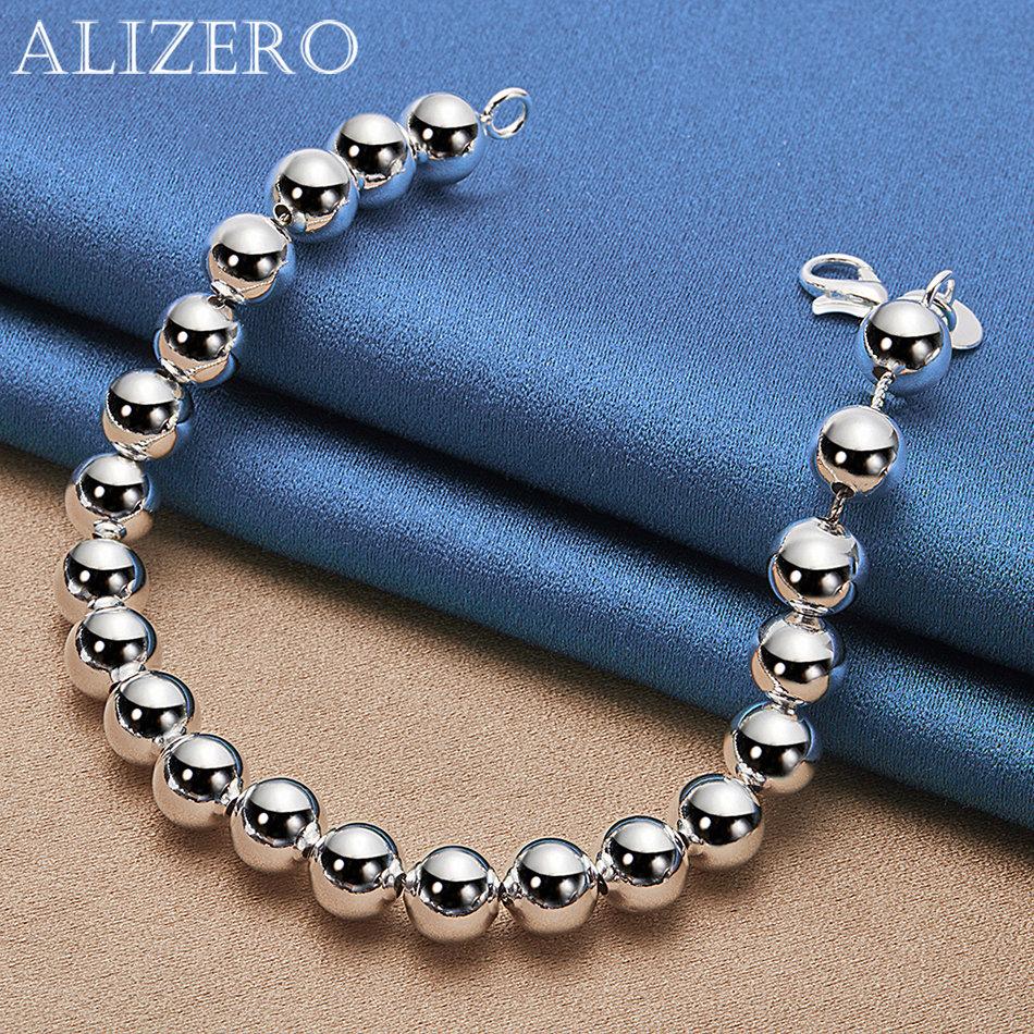 ALIZERO 925 Sterling Silver Round Beads Bracelets For Women Men Trend Birthday Gifts Fashion Party Fine Jewelry