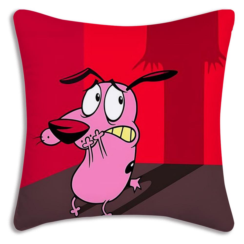 Anime For C-Cowardly Dog Pillow Covers Cartoon Sofa Decorative Home Double-sided Printing Short Plush Cute Cushion Cover