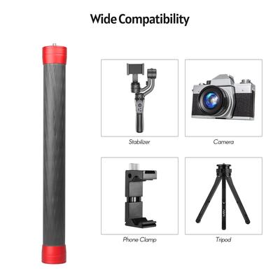 Universal Carbon Fiber Extension Pole Rod 35cm/13.8in with 1/4-inch 3/8-inch Mounting Interface for