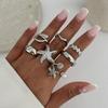 European & American Starfish Metal Rings: 6-Piece Holiday Set with Star and Scallop Designs for Women