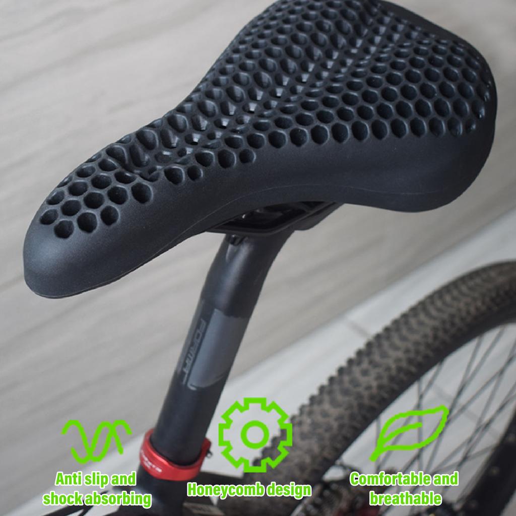 Bike Seat Cushion Cover Silicon Honeycomb Anti Slip Rainproof Ergonomic Bicycle Saddle Cover for Mountain Bikes Road Bikes Black