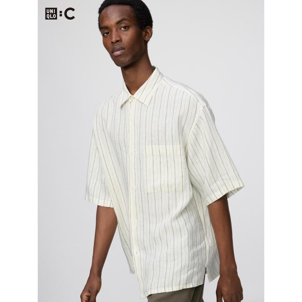 Uniqlo Japan Premium Linen Oversized Shirt Stripe