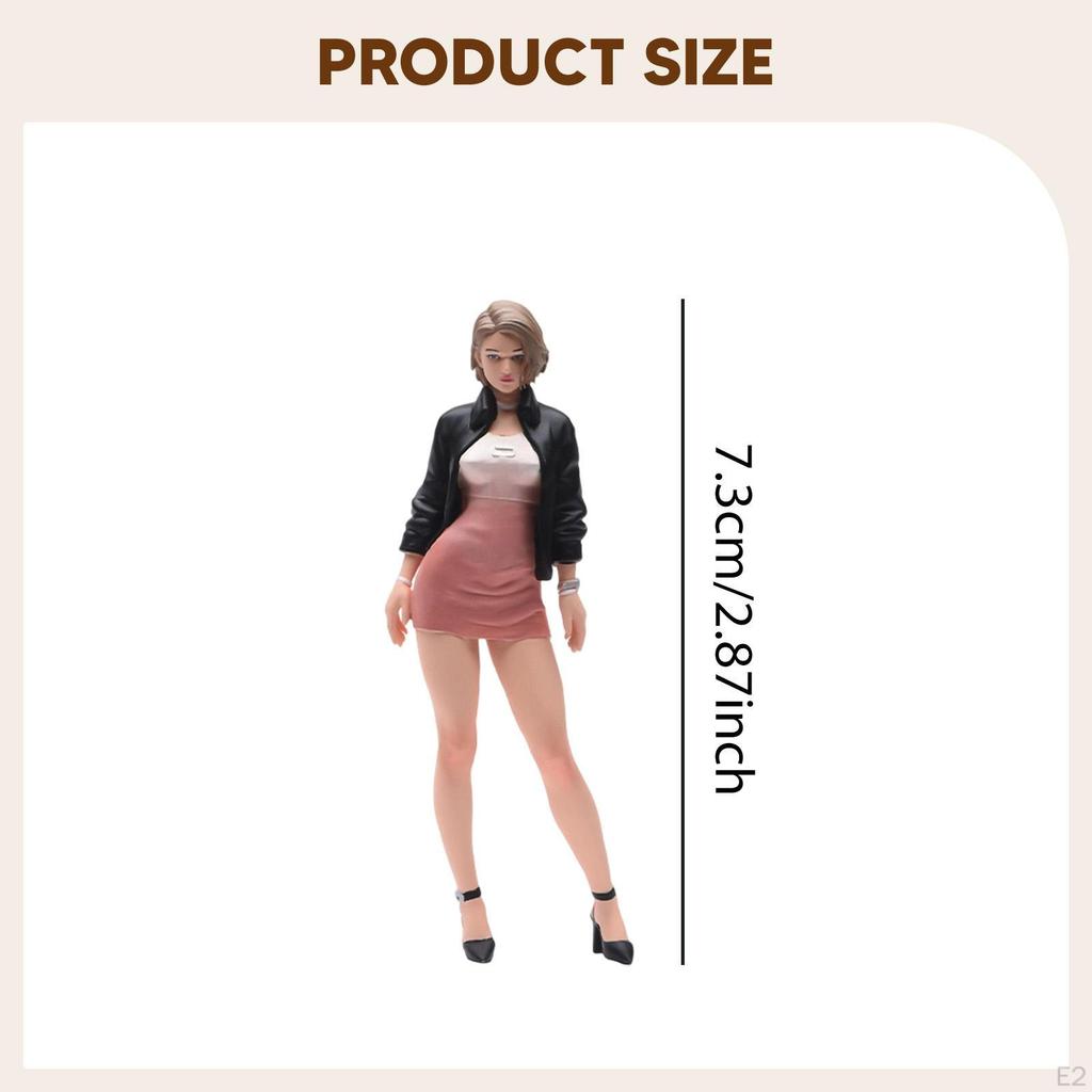 1:24 Cool Girl Miniature Figure Scene Figurine Decoration Dollhouse Accessories Trains