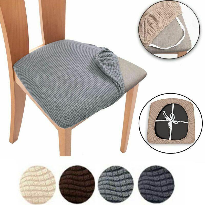 Luxurious Stretch Dining Chair Seat Covers Soft Removable Elastic Slipcovers Protector