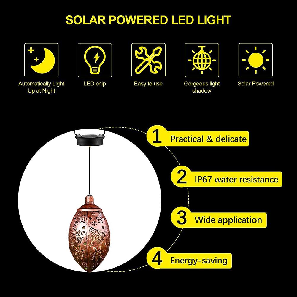 Waterproof Solar Powered Garden Light Outdoor LED Hanging Lantern Lawn Yard Lamp