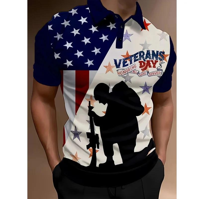 3D Printed Design Men's Short-sleeved Polo Shirt Cross-border Best-selling Comfortable Polyester Fiber Suitable for Summer Wear