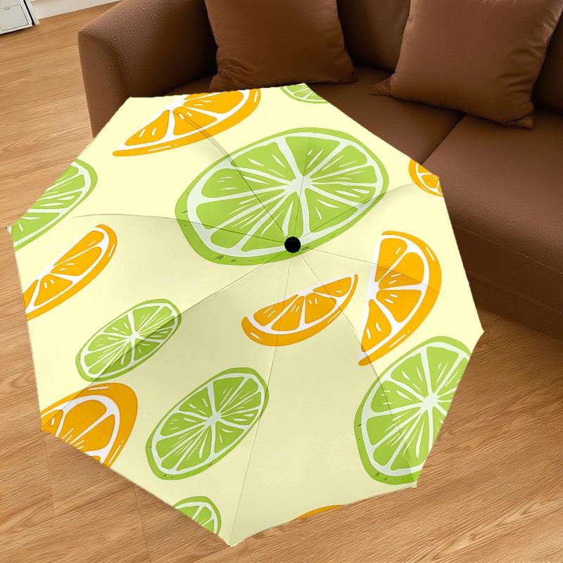 1PC Lemon Lime Automatic Open/Close Umbrella with Windproof, 8-Rib Sturdy Canopy, Durable Ribs, Fashionable Design, Outdoor Accessory, Fun Prin, Holid