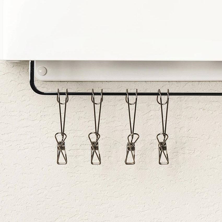 Space-Saving Multi-Purpose Hanging Stainless Steel Clip 4P Silver
