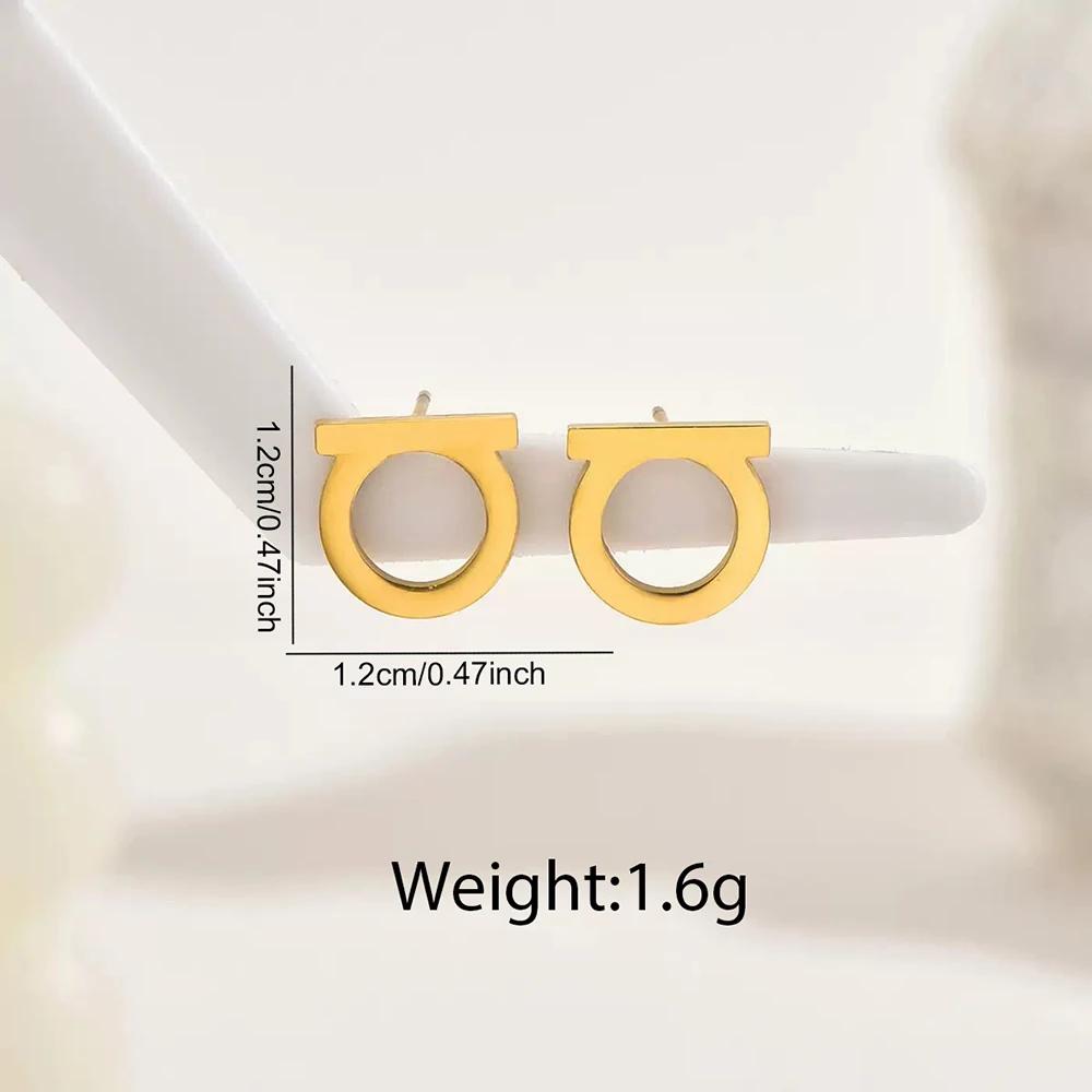 DOTIF Stainless Steel Simple Personalized Design Light Luxury Earrings Female D Letter Fashion Commuter Ear Jewelry Party Gifts