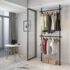 2 Tiers Rod Clothing Rack Adjustable Commercial Garment Closet Organizer Floor Closet Garment Rack Clothes Storage Hanger