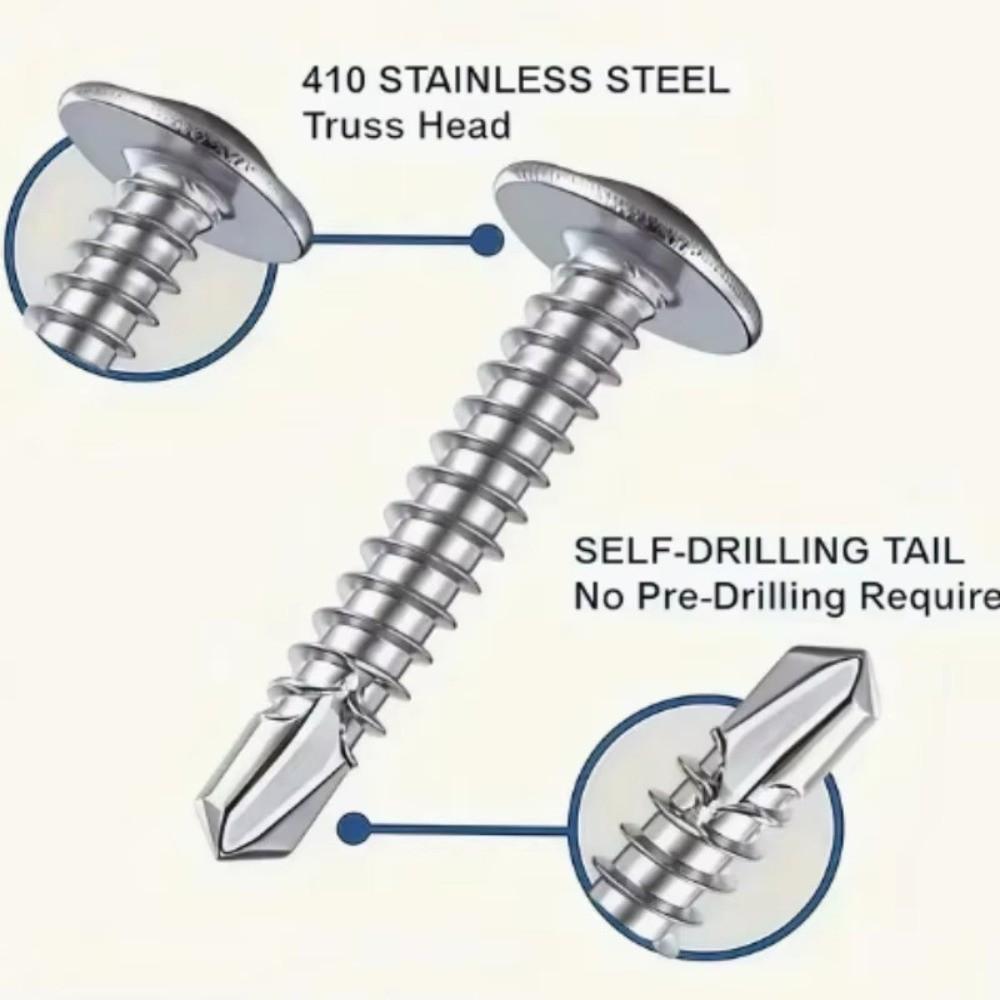 50 STÜCKE Runde Unterlegscheibe Selbstschneidende Schrauben Flachkopf Metallschrauben Selbstbohrende Schrauben für Holzblech