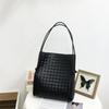 2024 Cowhide Hand Woven Bucket Bag Large Capacity Casual Women's Shoulder Hand-held Armpit Baozi Mother