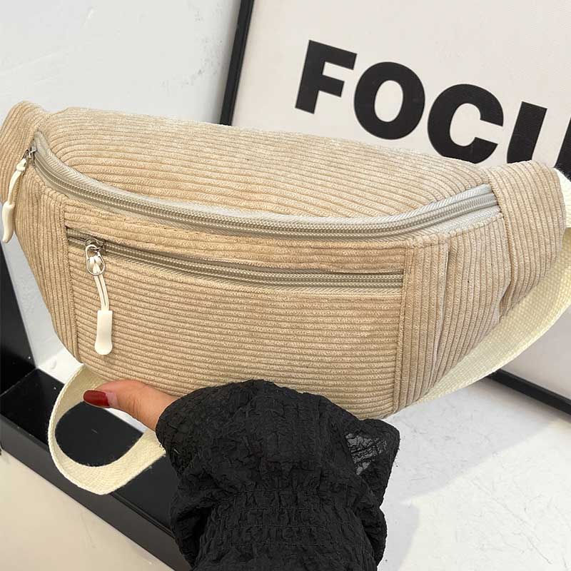 Ladies Luxury Bags Csw003 Women's Waist Bag Corduroy Student Shoulder Handbag Crossbody Chest Breast Bag Fanny Pack Fashion Phone Bum Belt Purse