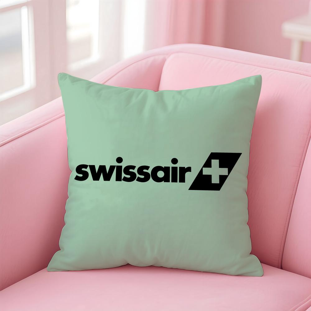 

Classic Swiss AirlineBrand SSwissair Cushion Cover Pillow Case Soft Skin Friendly Fabric Concealed Zipper 30X30cm