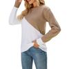 European and American Autumn New Sweaters Women's Loose Contrasting Color Splicing Round Neck Long-sleeved Pullover Knitted Sweater