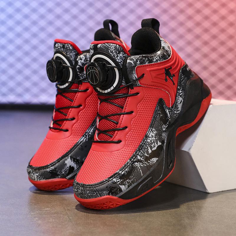 Boys' Sports Shoes 2025 New Autumn Children's Basketball Shoes Leather Upper Middle and Older Boys' Running Shoes