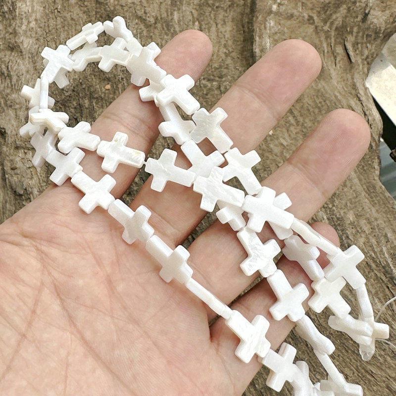 Mother-of-Pearl Shell Cross Beads Strands for DIY Jewelry
