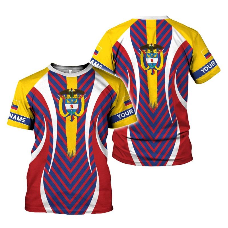 Full Print Colombia Flag Graphic Tshirts For Men New In Casual Crew Neck Short Sleeve T Shirt Streetwear Men's Oversized Tees