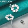 925 Sterling Silver Heart Flower Stud Earrings For Women Fashion Party Jewelry