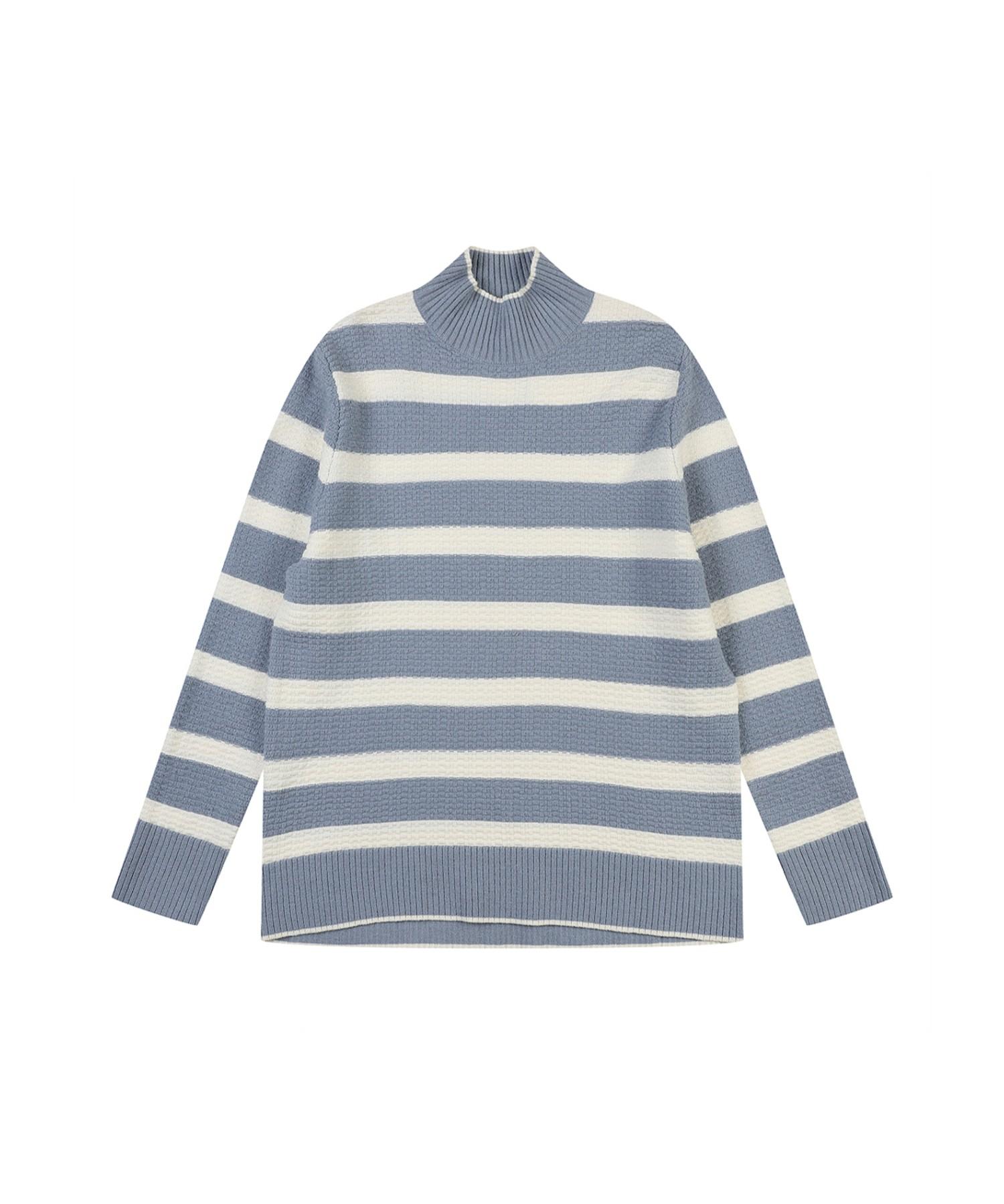 Ecole De Paris Two-Tone Color Block Mock Neck Knit_Pb2Zkkc033Z Color: Blue/Free