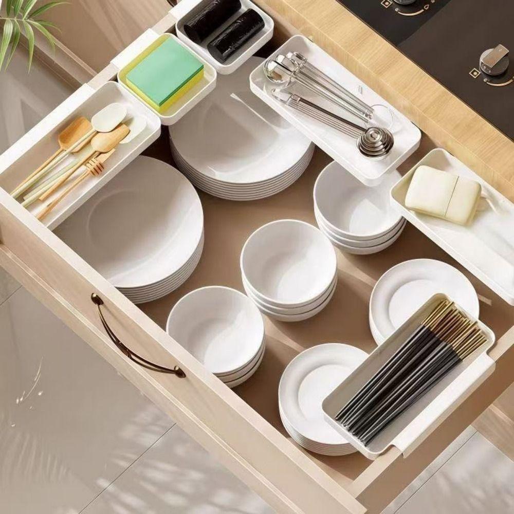 3Pcs Partitioned Storage Drawer Storage Box Set Practical Drawer Organizer Trays Desk