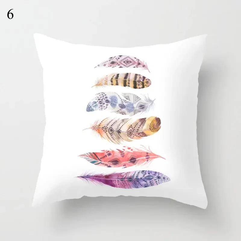 Home Decor Bohemian Feather & Skull Pattern Pillow Covers Pattern Cushion Cover Suitable for Sofa Bedroom Car Pillow Cover