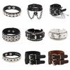 Black Leather Wristband Bracelet Cuff Goth Gothic Punk Bracelets Women Men Spikes Rivet Stud Bangle Cosplay Rock Unisex Jewelry